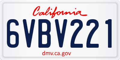 CA license plate 6VBV221