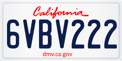 CA license plate 6VBV222