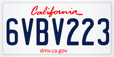CA license plate 6VBV223