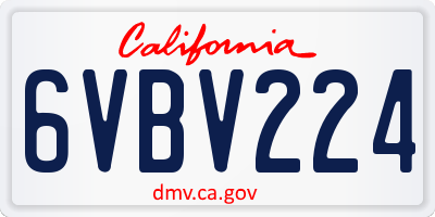 CA license plate 6VBV224