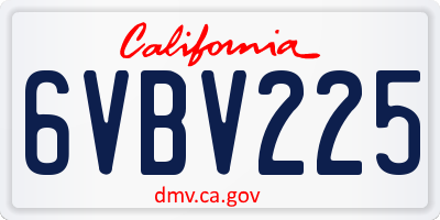 CA license plate 6VBV225