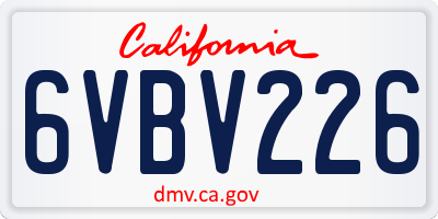 CA license plate 6VBV226