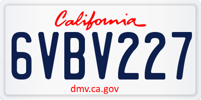 CA license plate 6VBV227