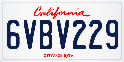 CA license plate 6VBV229