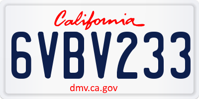 CA license plate 6VBV233