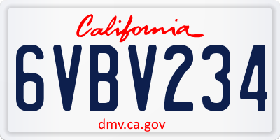 CA license plate 6VBV234