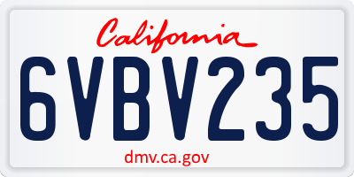 CA license plate 6VBV235