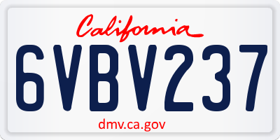 CA license plate 6VBV237