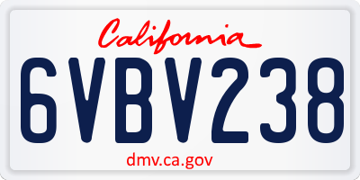CA license plate 6VBV238