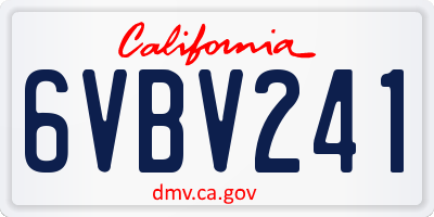 CA license plate 6VBV241