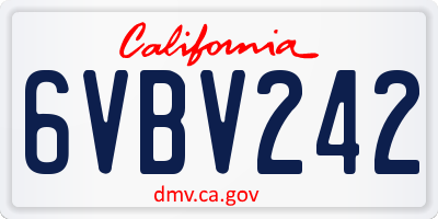 CA license plate 6VBV242
