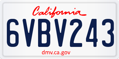 CA license plate 6VBV243