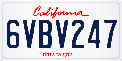 CA license plate 6VBV247