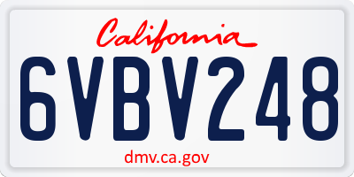 CA license plate 6VBV248