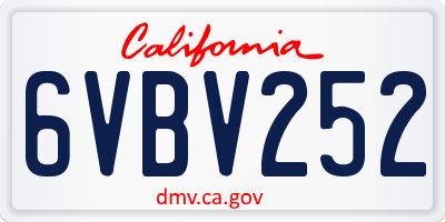 CA license plate 6VBV252