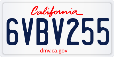 CA license plate 6VBV255