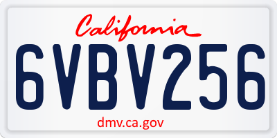 CA license plate 6VBV256
