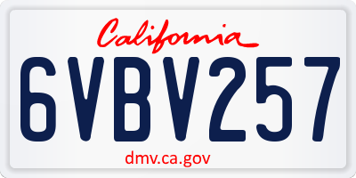CA license plate 6VBV257