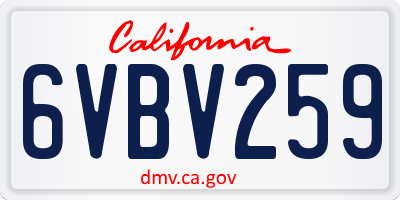 CA license plate 6VBV259