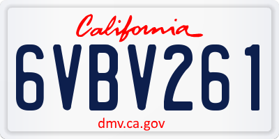 CA license plate 6VBV261