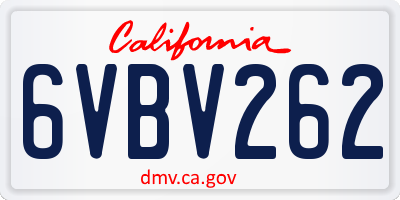 CA license plate 6VBV262