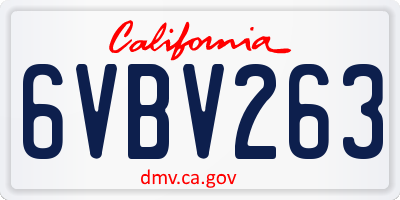 CA license plate 6VBV263