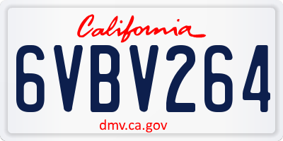 CA license plate 6VBV264