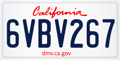 CA license plate 6VBV267
