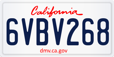 CA license plate 6VBV268