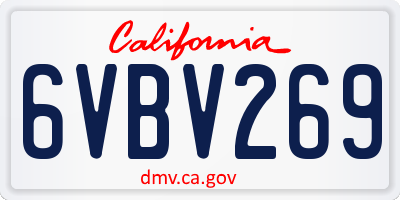 CA license plate 6VBV269