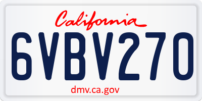 CA license plate 6VBV270