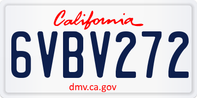 CA license plate 6VBV272