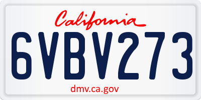 CA license plate 6VBV273