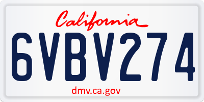 CA license plate 6VBV274