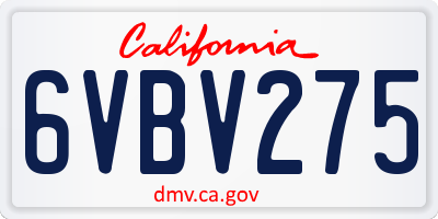 CA license plate 6VBV275