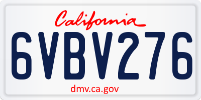 CA license plate 6VBV276