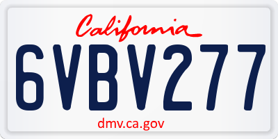 CA license plate 6VBV277