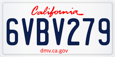 CA license plate 6VBV279
