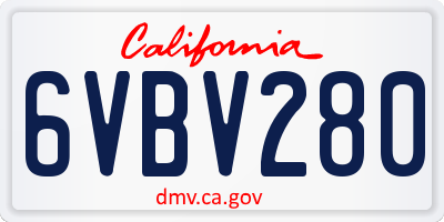 CA license plate 6VBV280