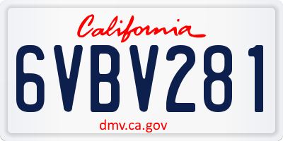 CA license plate 6VBV281