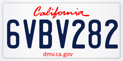 CA license plate 6VBV282
