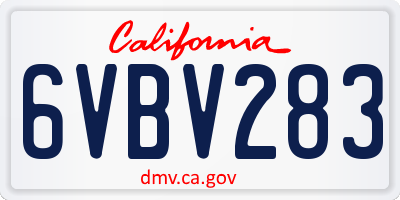 CA license plate 6VBV283