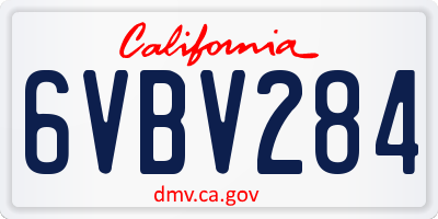 CA license plate 6VBV284