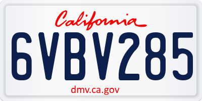 CA license plate 6VBV285