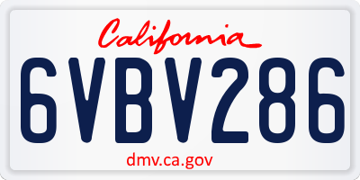 CA license plate 6VBV286
