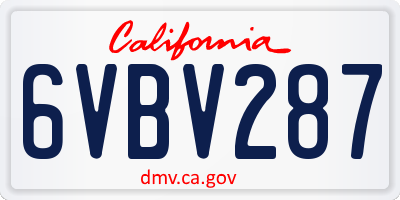 CA license plate 6VBV287