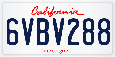 CA license plate 6VBV288