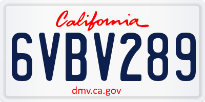 CA license plate 6VBV289