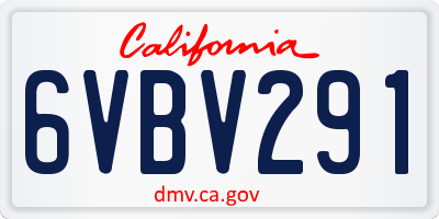 CA license plate 6VBV291