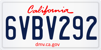 CA license plate 6VBV292